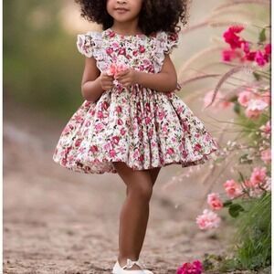 Dollcake Ask Amy Dress Floral Lace  Cotton Girls Size 10 Flower Girl Wedding